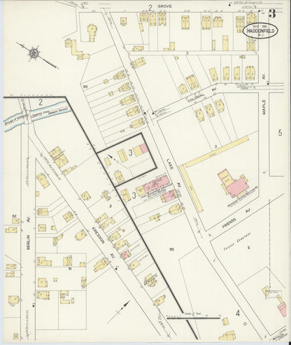 Sanborn Fire Insurance Map from Haddonfield, Camden County, New Jersey (1914), Sheet #0003 - Complete Map Set gallery image, historic Sanborn map, vintage wall art, New Jersey New Jersey
