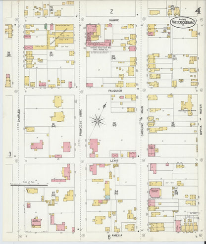 Sanborn Fire Insurance Map from Fredericksburg, Independent Cities, Virginia (1902), Sheet #0004 - Complete Map Set gallery image, historic Sanborn map, vintage wall art, Virginia Virginia