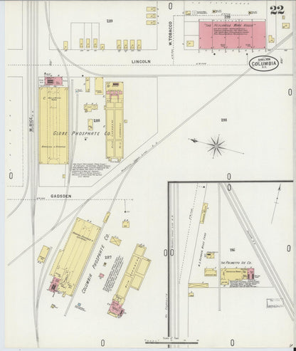 Sanborn Fire Insurance Map from Columbia, Richland County, South Carolina (1898), Sheet #0022 - Complete Map Set gallery image, historic Sanborn map, vintage wall art, South Carolina South Carolina