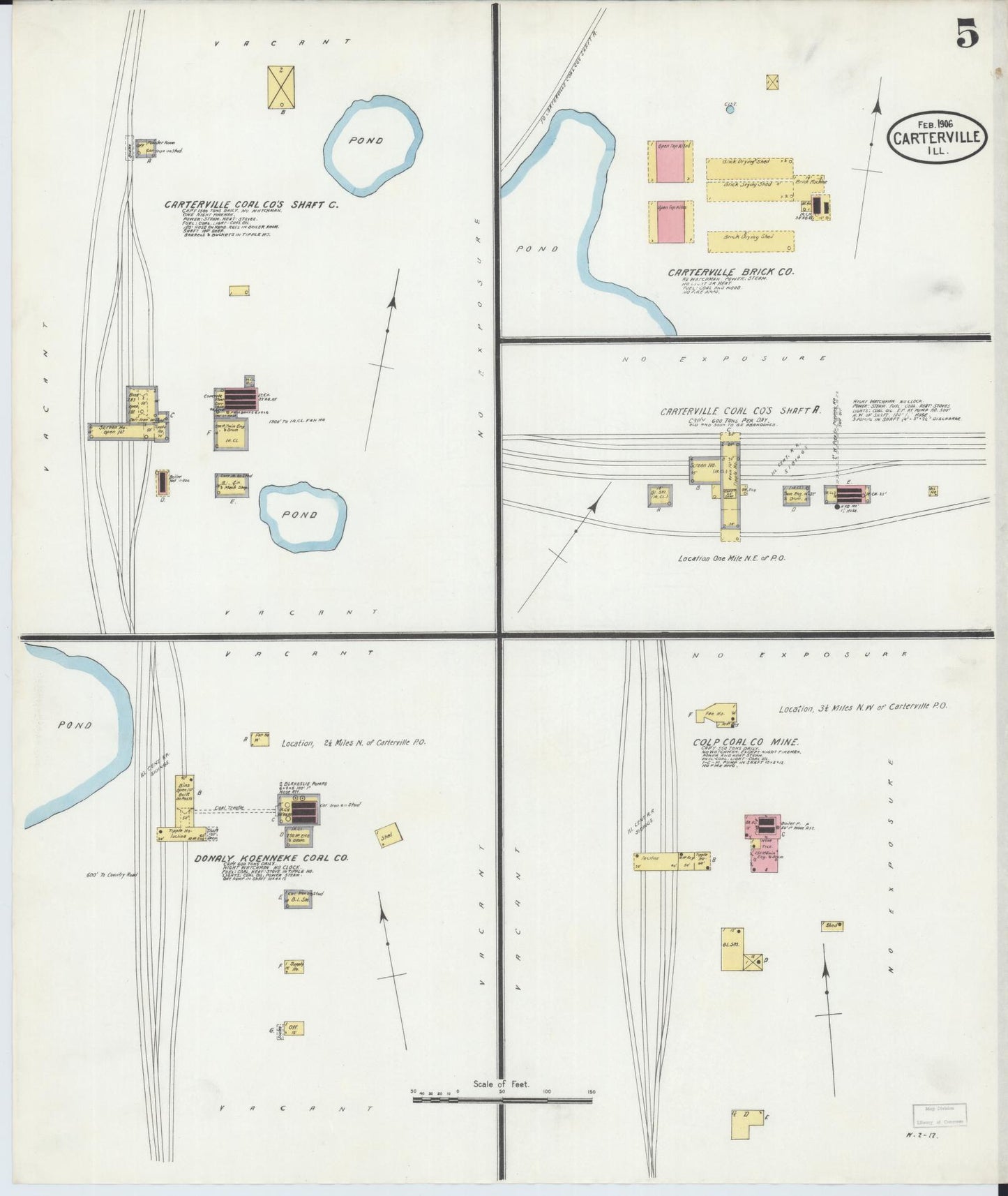 Sanborn Fire Insurance Map from Carterville, Williamson County, Illinois (1906), Sheet #0005 - Complete Map Set gallery image, historic Sanborn map, vintage wall art, Illinois Illinois