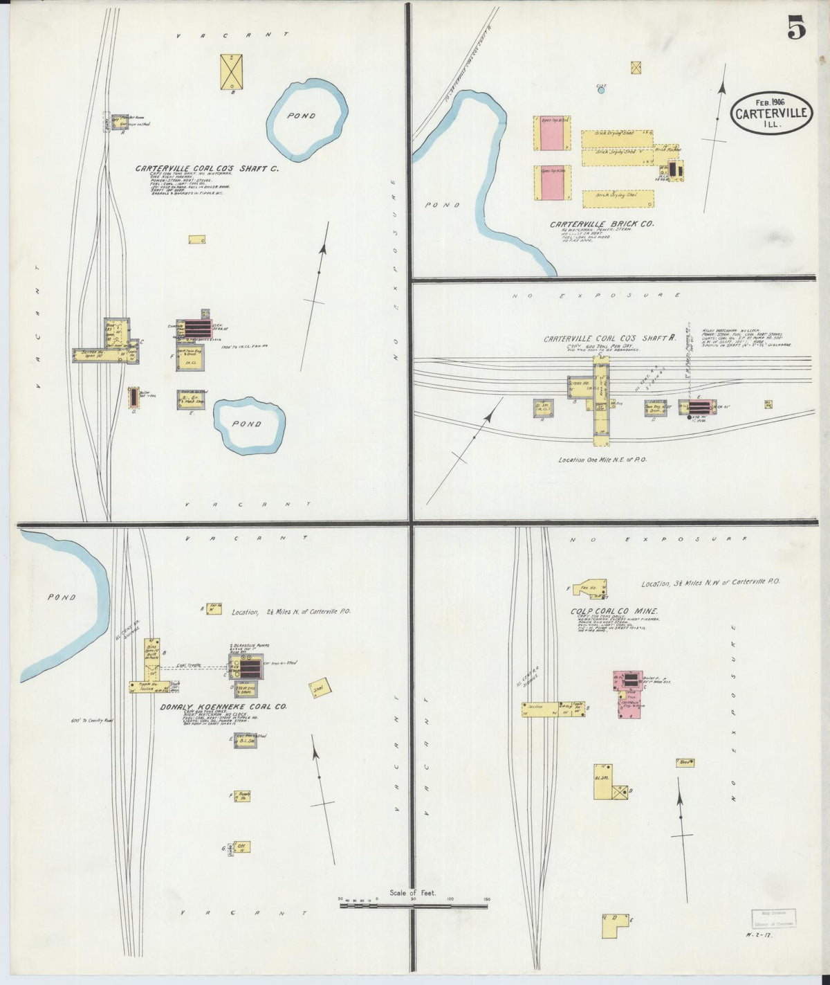 Sanborn Fire Insurance Map from Carterville, Williamson County, Illinois (1906), Sheet #0005 - Complete Map Set gallery image, historic Sanborn map, vintage wall art, Illinois Illinois