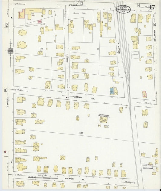 Sanborn Fire Insurance Map from Norwich, Chenango County, New York (1910), Sheet #0017 - Historic Sanborn Fire Insurance Map Print, vintage old map wall art, antique decor, genealogy gift, New York New York map