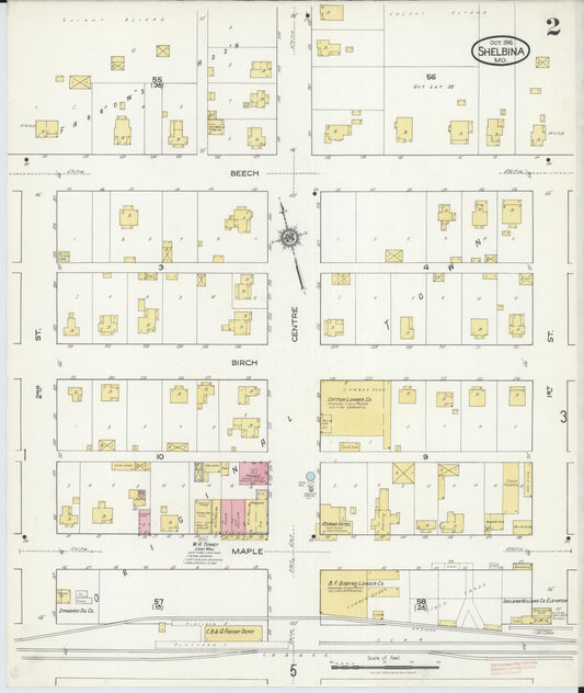 Sanborn Fire Insurance Map from Shelbina, Shelby County, Missouri (1916), Sheet #0002 - Historic Sanborn Fire Insurance Map Print, vintage old map wall art, antique decor, genealogy gift, Missouri Missouri map