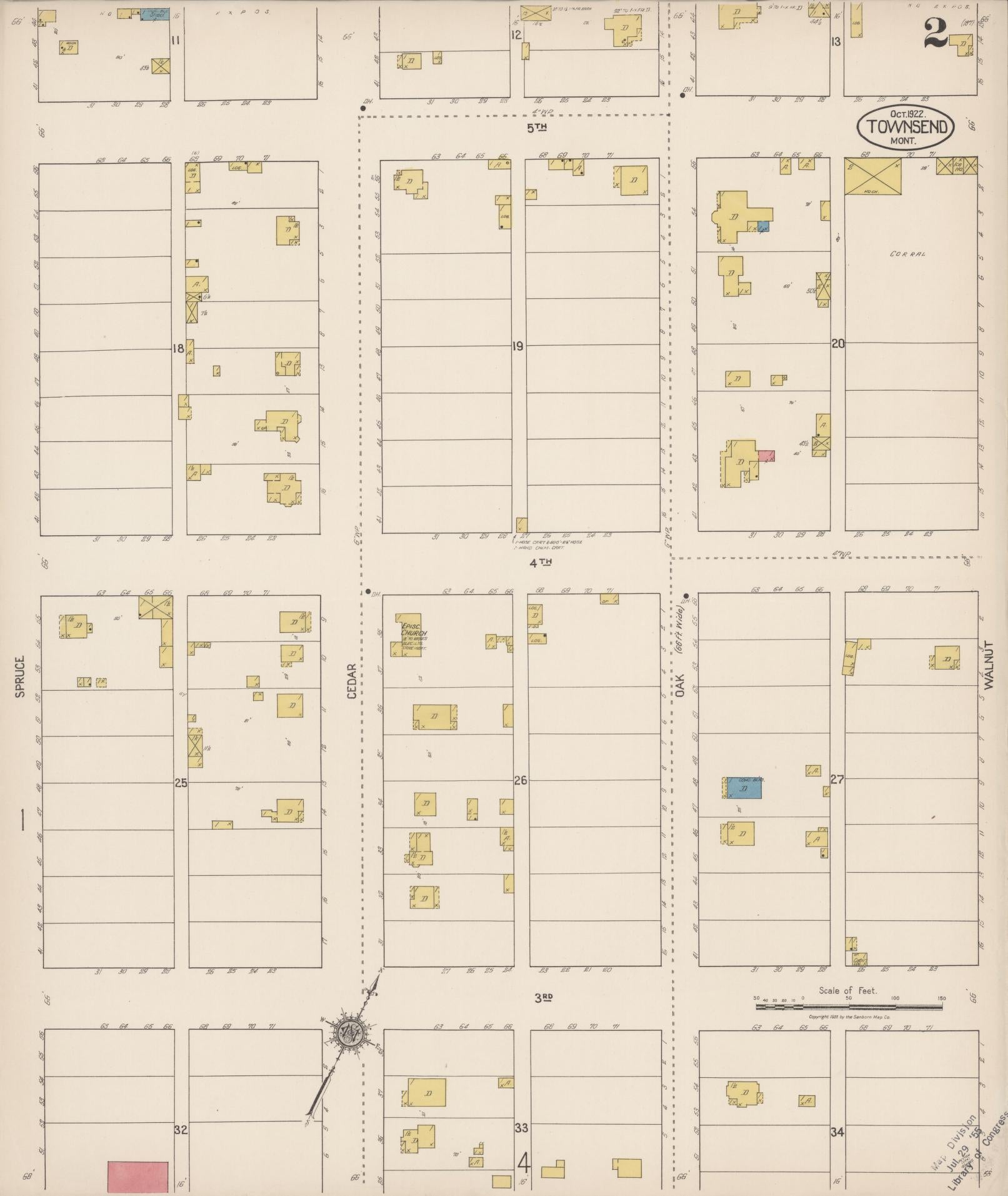 Sanborn Fire Insurance Map from Townsend, Broadwater County, Montana (1922), Sheet #0002 - Historic Sanborn Fire Insurance Map Print, vintage old map wall art, antique decor, genealogy gift, Montana Montana map