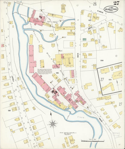 Sanborn Fire Insurance Map from Middletown, Middlesex County, Connecticut (1907), Sheet #0027 - Complete Map Set gallery image, historic Sanborn map, vintage wall art, Connecticut Connecticut