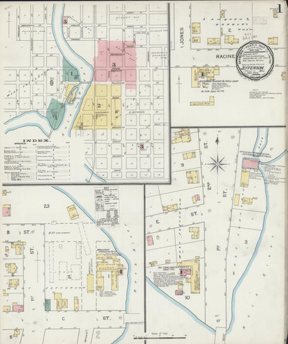 Sanborn Fire Insurance Map from Jefferson, Jefferson County, Wisconsin (1892), Sheet #0001 - Complete Map Set gallery image, historic Sanborn map, vintage wall art, Wisconsin Wisconsin
