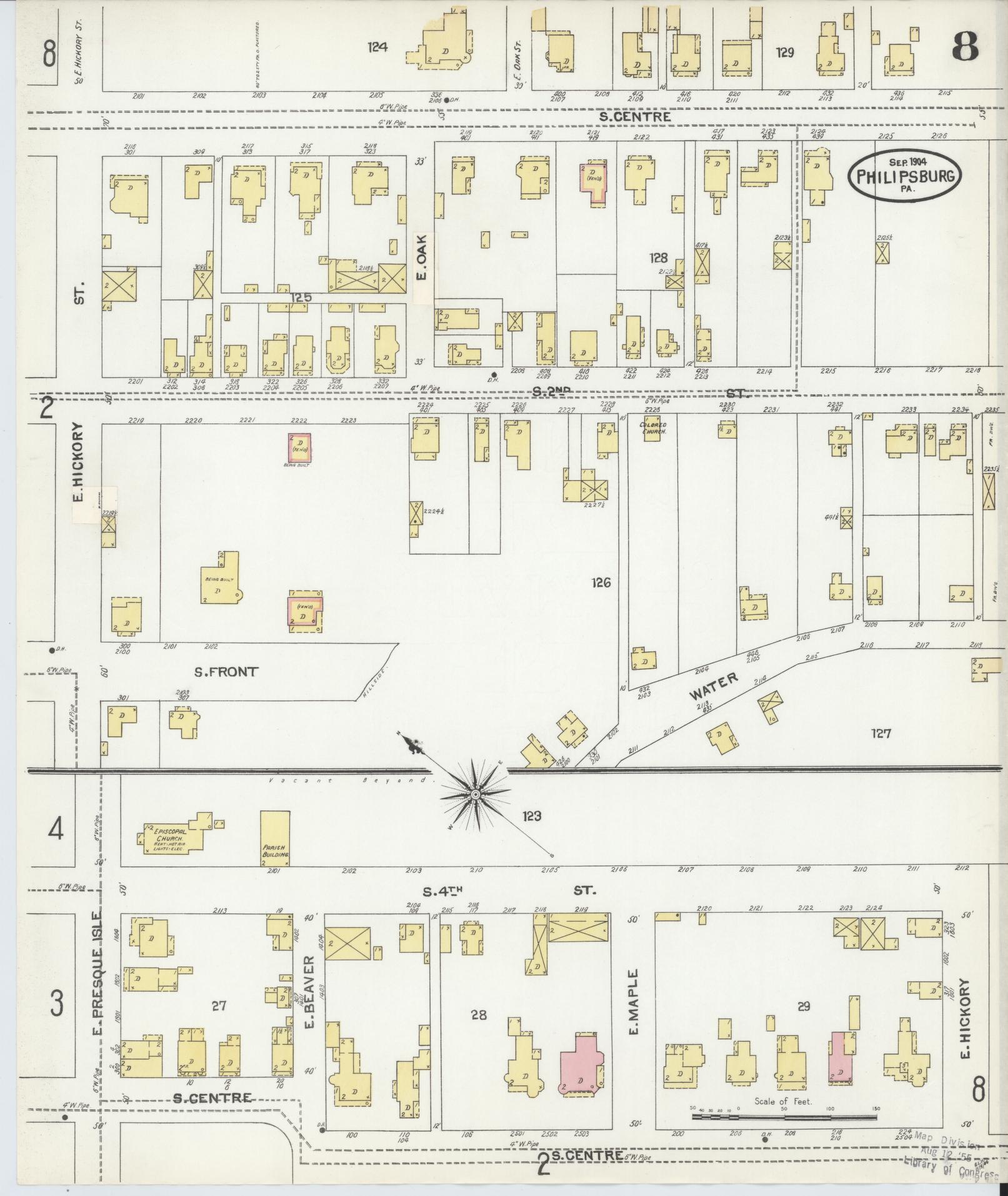 Sanborn Fire Insurance Map from Philipsburg, Centre County, Pennsylvania (1904), Sheet #0008 - Complete Map Set gallery image, historic Sanborn map, vintage wall art, Pennsylvania Pennsylvania