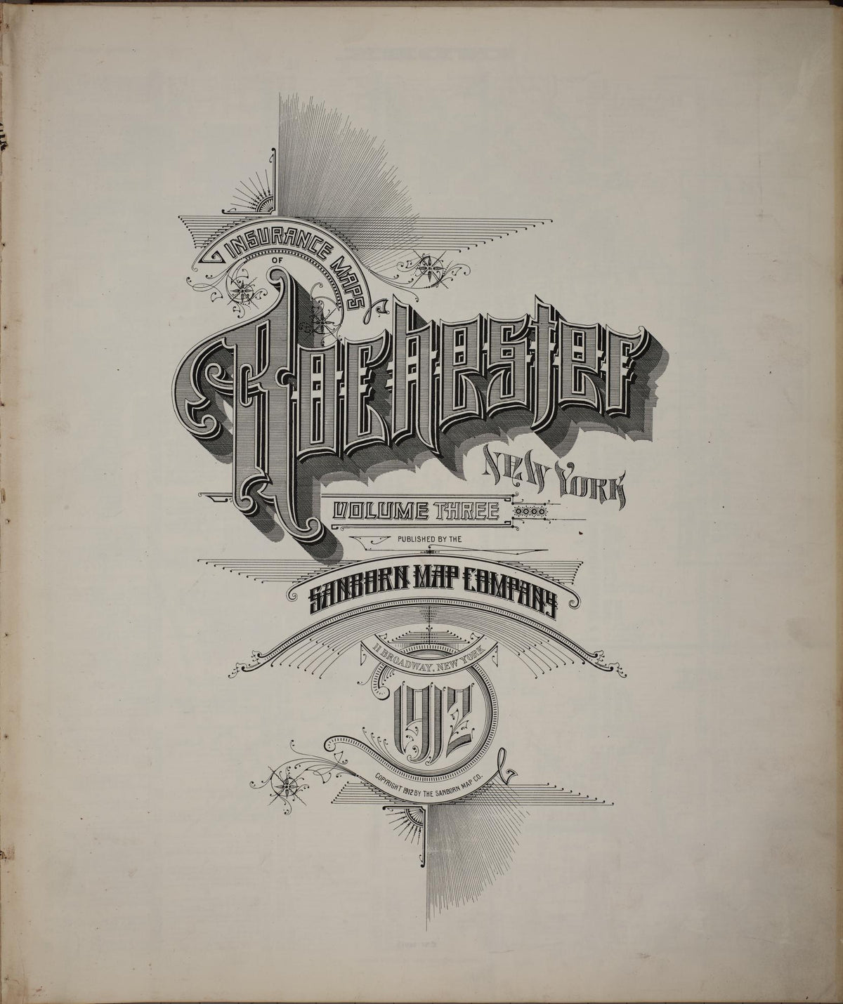 Sanborn Fire Insurance Map from Rochester, Monroe County, New York (1912), Sheet #0001 - Historic Sanborn Fire Insurance Map Print, vintage old map wall art, antique decor, genealogy gift, New York New York map