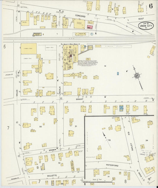 Sanborn Fire Insurance Map from Union City, Erie County, Pennsylvania (1911), Sheet #0006 - Historic Sanborn Fire Insurance Map Print, vintage old map wall art, antique decor, genealogy gift, Pennsylvania Pennsylvania map