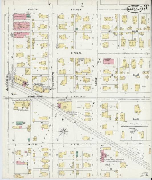 Sanborn Fire Insurance Map from Lebanon, Boone County, Indiana (1896), Sheet #0003 - Historic Sanborn Fire Insurance Map Print, vintage old map wall art, antique decor, genealogy gift, Indiana Indiana map