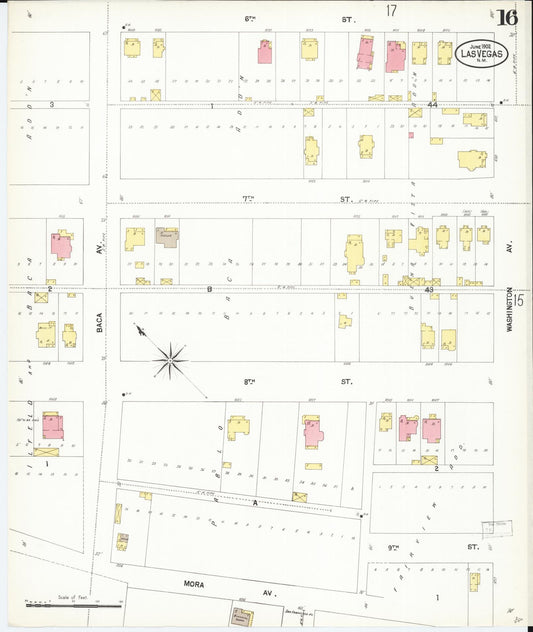Sanborn Fire Insurance Map from Las Vegas, San Miguel County, New Mexico (1902), Sheet #0016 - Historic Sanborn Fire Insurance Map Print, vintage old map wall art, antique decor, genealogy gift, New Mexico New Mexico map