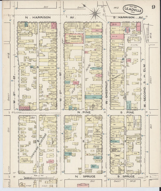 Sanborn Fire Insurance Map from Leadville, Lake County, Colorado (1883), Sheet #0009 - Historic Sanborn Fire Insurance Map Print, vintage old map wall art, antique decor, genealogy gift, Colorado Colorado map