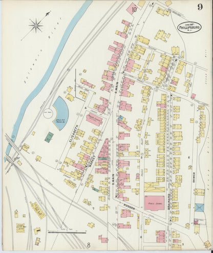 Sanborn Fire Insurance Map from Phillipsburg, Warren County, New Jersey (1897), Sheet #0009 - Complete Map Set gallery image, historic Sanborn map, vintage wall art, New Jersey New Jersey