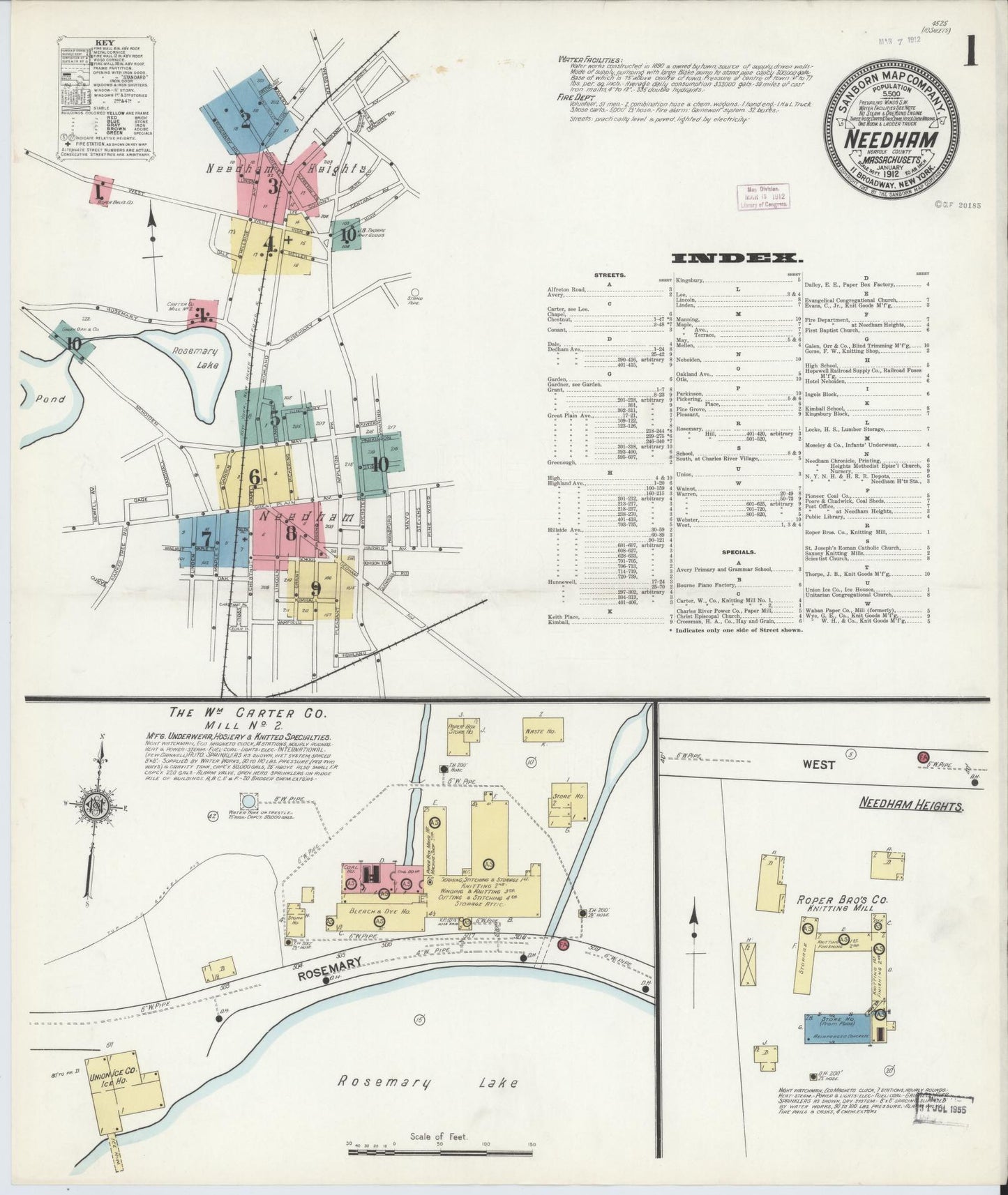 Sanborn Fire Insurance Map from Needham, Norfolk County, Massachusetts (1912), Sheet #0001 - Complete Map Set gallery image, historic Sanborn map, vintage wall art, Massachusetts Massachusetts