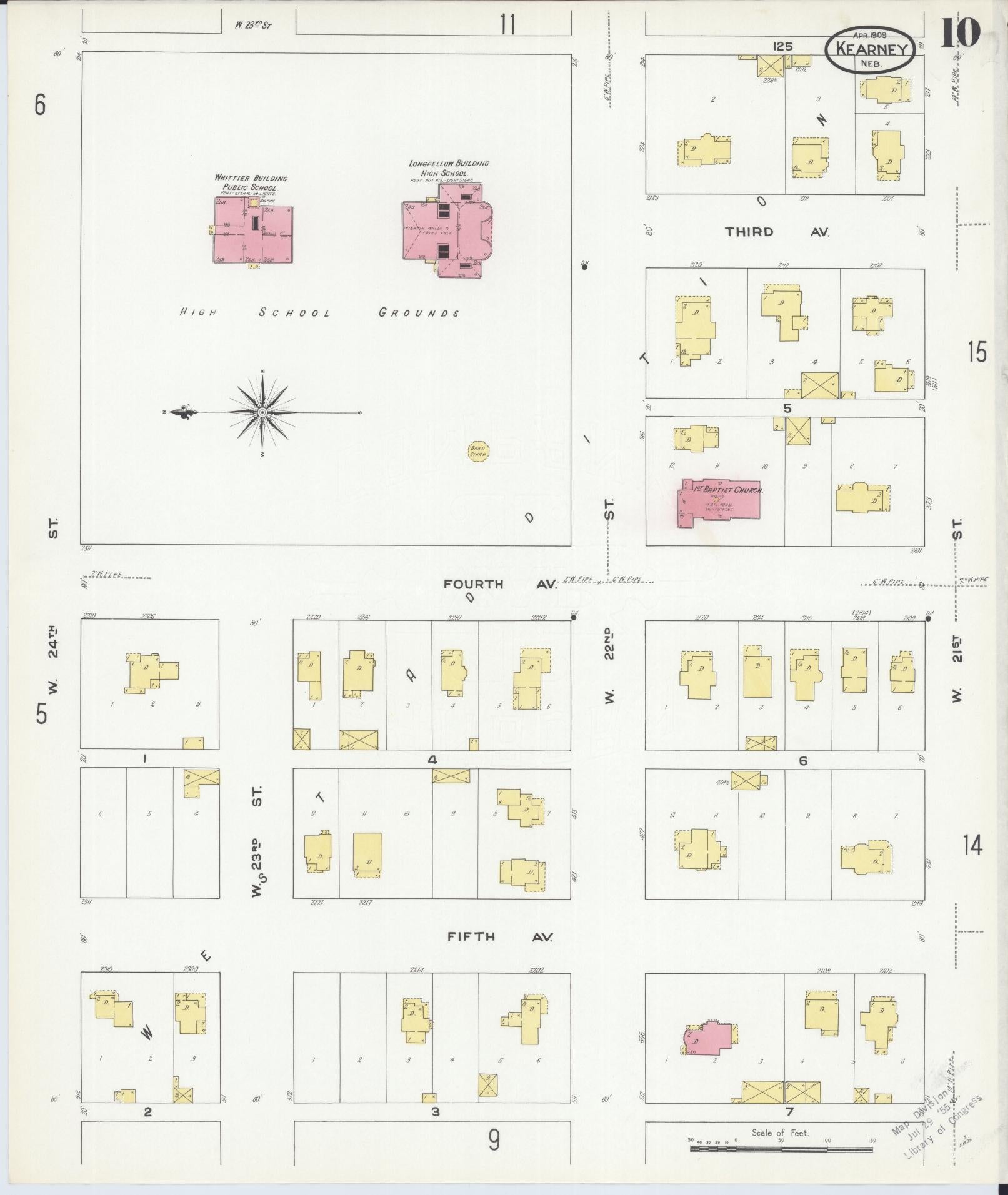 Sanborn Fire Insurance Map from Kearney, Buffalo County, Nebraska (1909), Sheet #0010 - Historic Sanborn Fire Insurance Map Print, vintage old map wall art, antique decor, genealogy gift, Nebraska Nebraska map