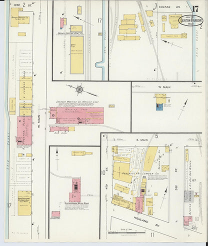 Sanborn Fire Insurance Map from Benton Harbor, Berrien County, Michigan (1917), Sheet #0017 - Complete Map Set gallery image, historic Sanborn map, vintage wall art, Michigan Michigan