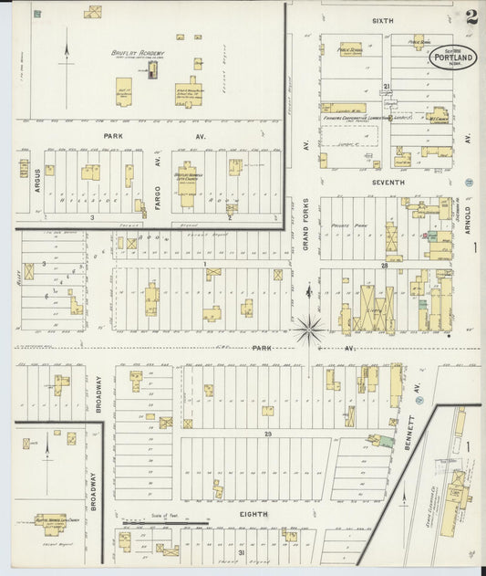 Sanborn Fire Insurance Map from Portland, Traill County, North Dakota (1898), Sheet #0002 - Historic Sanborn Fire Insurance Map Print, vintage old map wall art, antique decor, genealogy gift, North Dakota North Dakota map