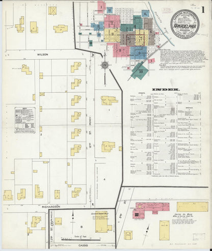 Sanborn Fire Insurance Map from Arkadelphia, Clark County, Arkansas (1911), Sheet #0001 - Complete Map Set gallery image, historic Sanborn map, vintage wall art, Arkansas Arkansas