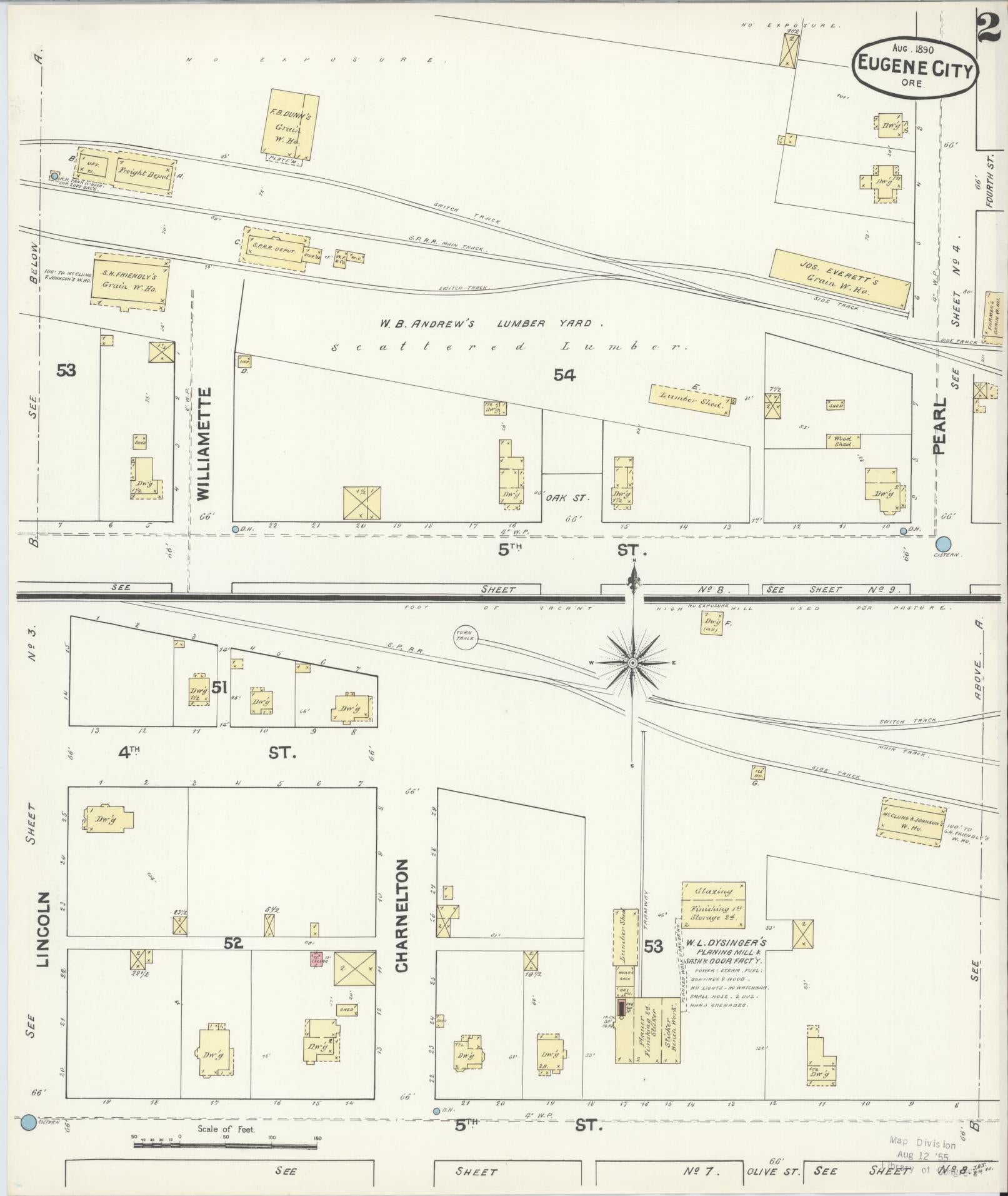 Sanborn Fire Insurance Map from Eugene, Lane County, Oregon (1890), Sheet #0002 - Historic Sanborn Fire Insurance Map Print, vintage old map wall art, antique decor, genealogy gift, Oregon Oregon map