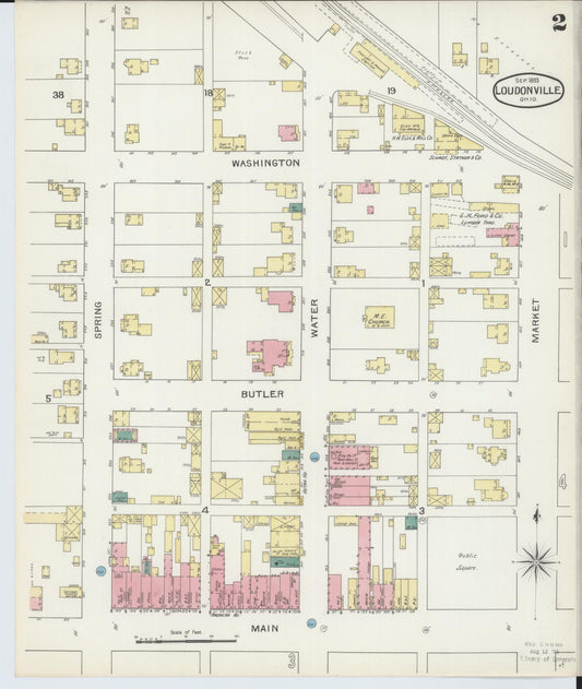 Sanborn Fire Insurance Map from Loudonville, Ashland County, Ohio (1893), Sheet #0002 - Historic Sanborn Fire Insurance Map Print, vintage old map wall art, antique decor, genealogy gift, Ohio Ohio map