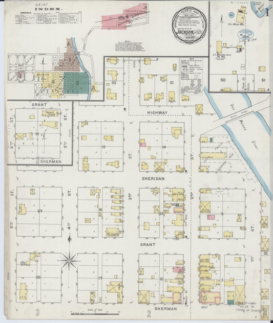 Sanborn Fire Insurance Map from Jackson, Jackson County, Minnesota (1894), Sheet #0001 - Historic Sanborn Fire Insurance Map Print, vintage old map wall art, antique decor, genealogy gift, Minnesota Minnesota map