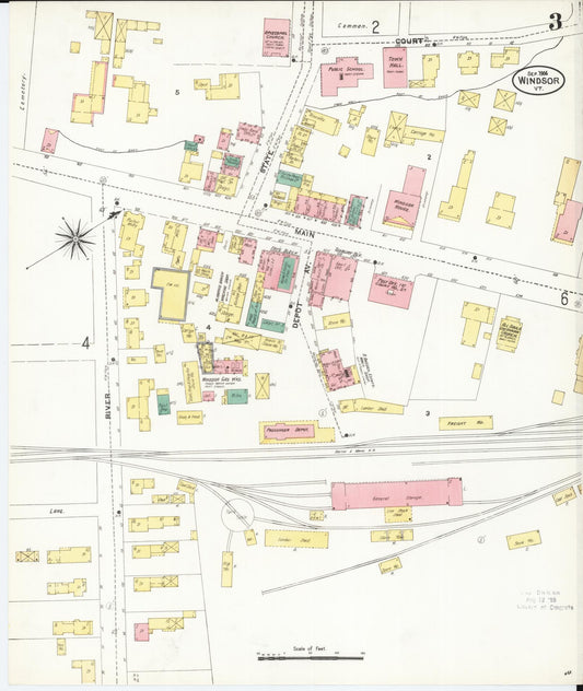 Sanborn Fire Insurance Map from Windsor, Windsor County, Vermont (1906), Sheet #0003 - Historic Sanborn Fire Insurance Map Print, vintage old map wall art, antique decor, genealogy gift, Vermont Vermont map