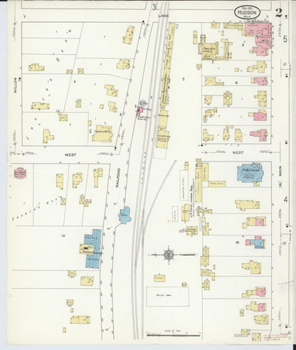 Sanborn Fire Insurance Map from Hudson, Lenawee County, Michigan (1912), Sheet #0002 - Complete Map Set gallery image, historic Sanborn map, vintage wall art, Michigan Michigan