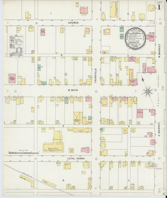 Sanborn Fire Insurance Map from Ligonier, Westmoreland County, Pennsylvania (1895), Sheet #0001 - Complete Map Set gallery image, historic Sanborn map, vintage wall art, Pennsylvania Pennsylvania