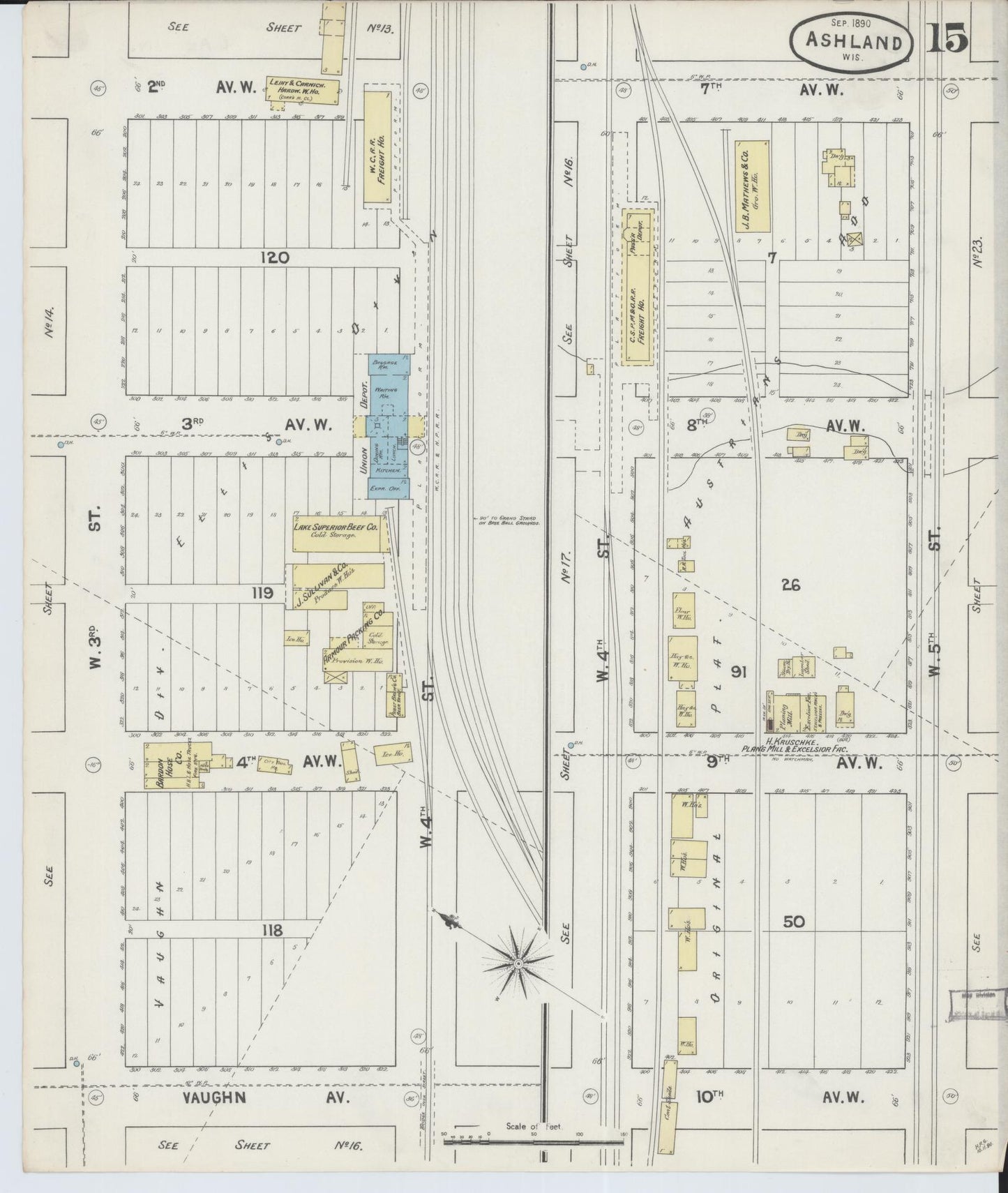 Sanborn Fire Insurance Map from Ashland, Ashland County, Wisconsin (1890), Sheet #0015 - Complete Map Set gallery image, historic Sanborn map, vintage wall art, Wisconsin Wisconsin
