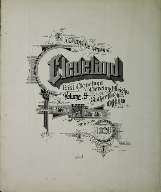 Sanborn Fire Insurance Map from Cleveland, Cuyahoga County, Ohio (1926), Sheet #0001 - Complete Map Set gallery image, historic Sanborn map, vintage wall art, Ohio Ohio