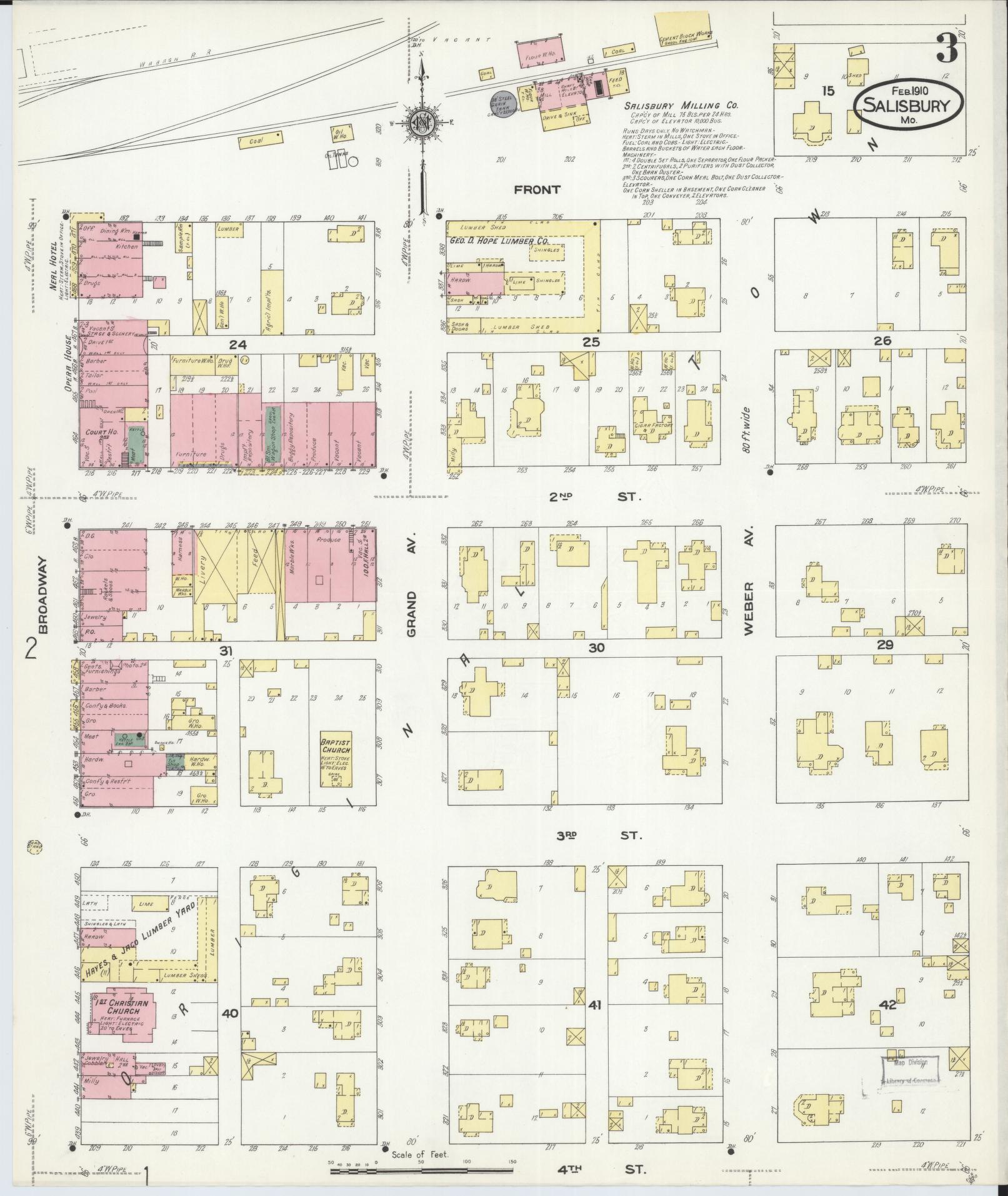 Sanborn Fire Insurance Map from Salisbury, Chariton County, Missouri (1910), Sheet #0003 - Complete Map Set gallery image, historic Sanborn map, vintage wall art, Missouri Missouri