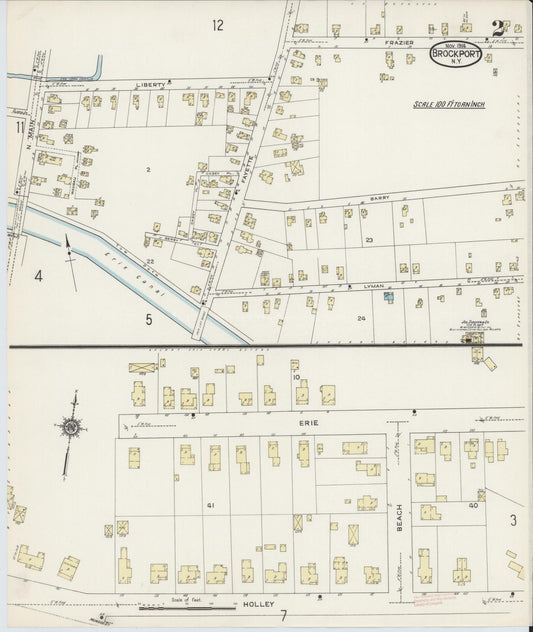 Sanborn Fire Insurance Map from Brockport, Monroe County, New York (1914), Sheet #0002 - Historic Sanborn Fire Insurance Map Print, vintage old map wall art, antique decor, genealogy gift, New York New York map