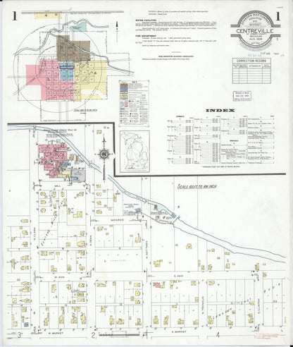 Sanborn Fire Insurance Map from Centreville, Saint Joseph County, Michigan (1939), Sheet #0001 - Complete Map Set gallery image, historic Sanborn map, vintage wall art, Michigan Michigan