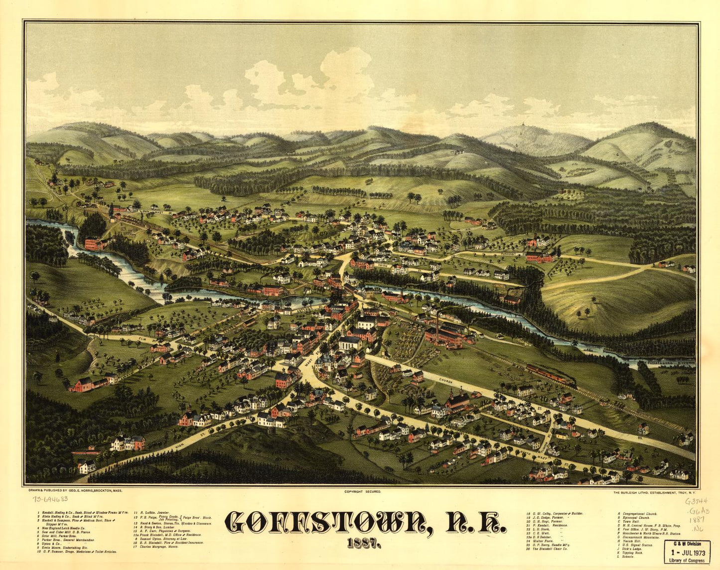 Goffstown, N.H. 1887. (1887) – Historic Bird’s-Eye View Panorama Print