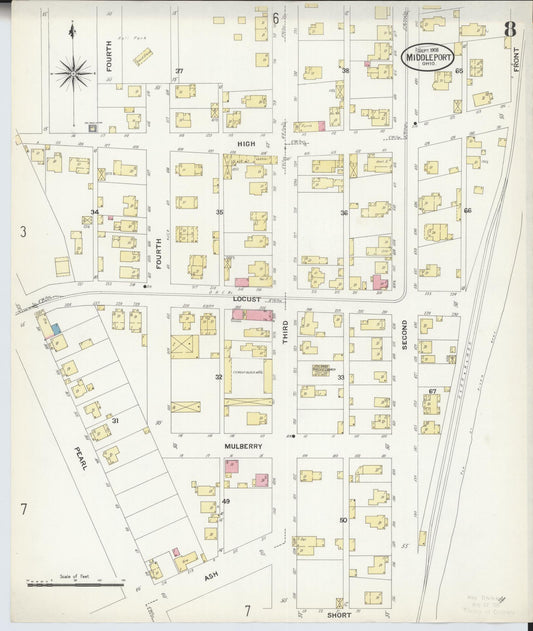 Sanborn Fire Insurance Map from Middleport, Meigs County, Ohio (1908), Sheet #0008 - Historic Sanborn Fire Insurance Map Print, vintage old map wall art, antique decor, genealogy gift, Ohio Ohio map
