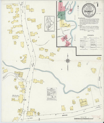 Sanborn Fire Insurance Map from Ogunquit, York County, Maine (1913), Sheet #0001 - Complete Map Set gallery image, historic Sanborn map, vintage wall art, Maine Maine