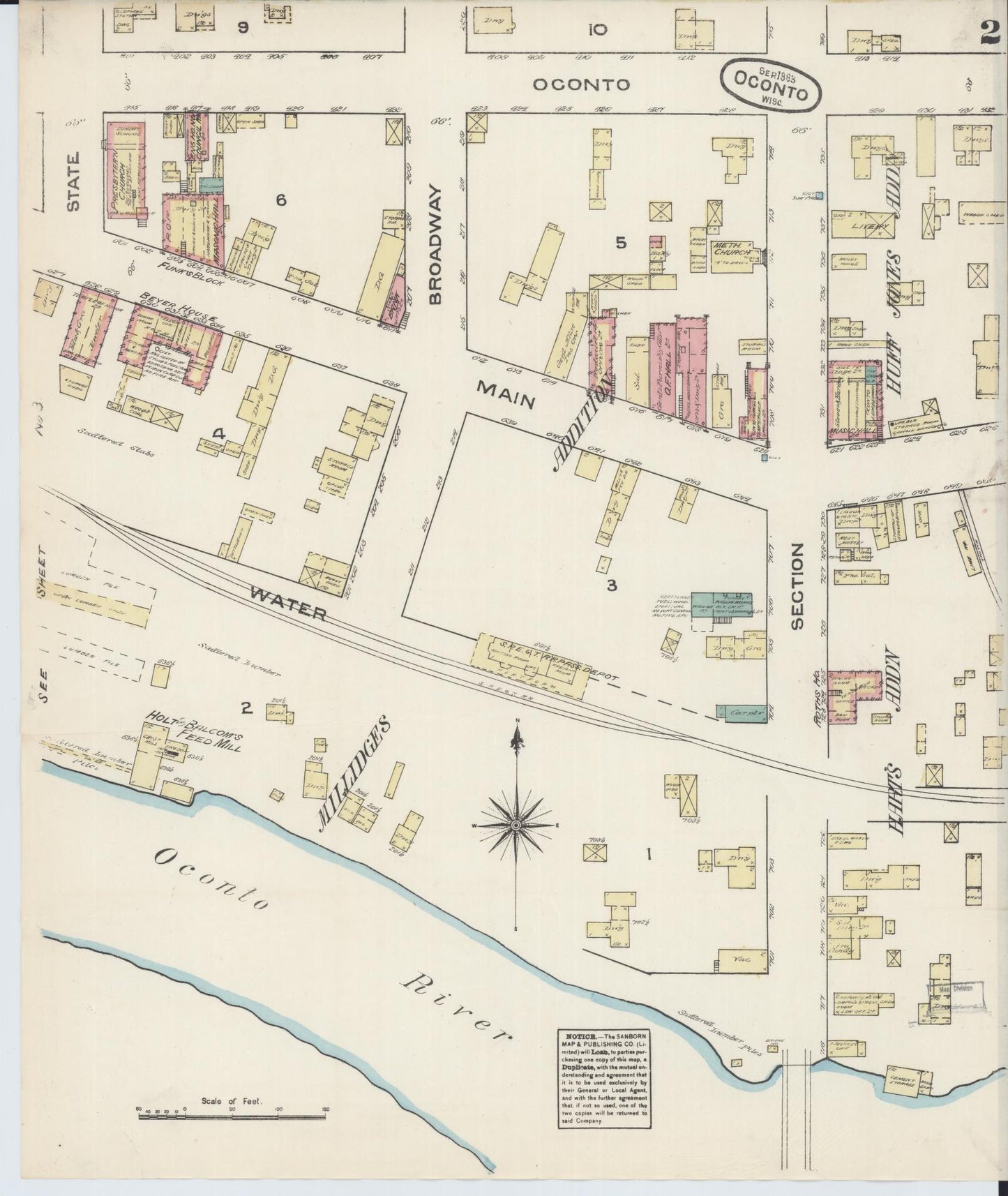 Sanborn Fire Insurance Map from Oconto, Oconto County, Wisconsin (1883), Sheet #0002 - Complete Map Set gallery image, historic Sanborn map, vintage wall art, Wisconsin Wisconsin