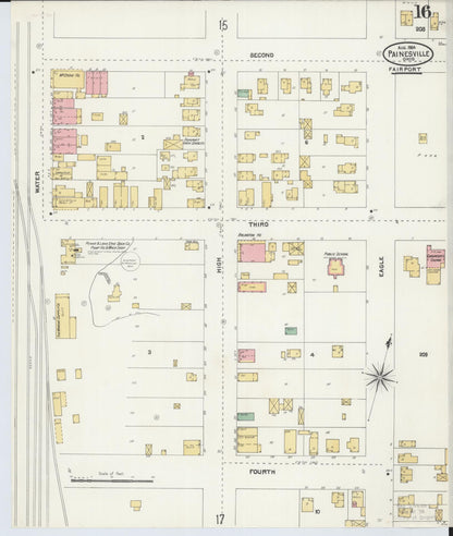 Sanborn Fire Insurance Map from Painesville, Lake County, Ohio (1904), Sheet #0016 - Historic Sanborn Fire Insurance Map Print, vintage old map wall art, antique decor, genealogy gift, Ohio Ohio map