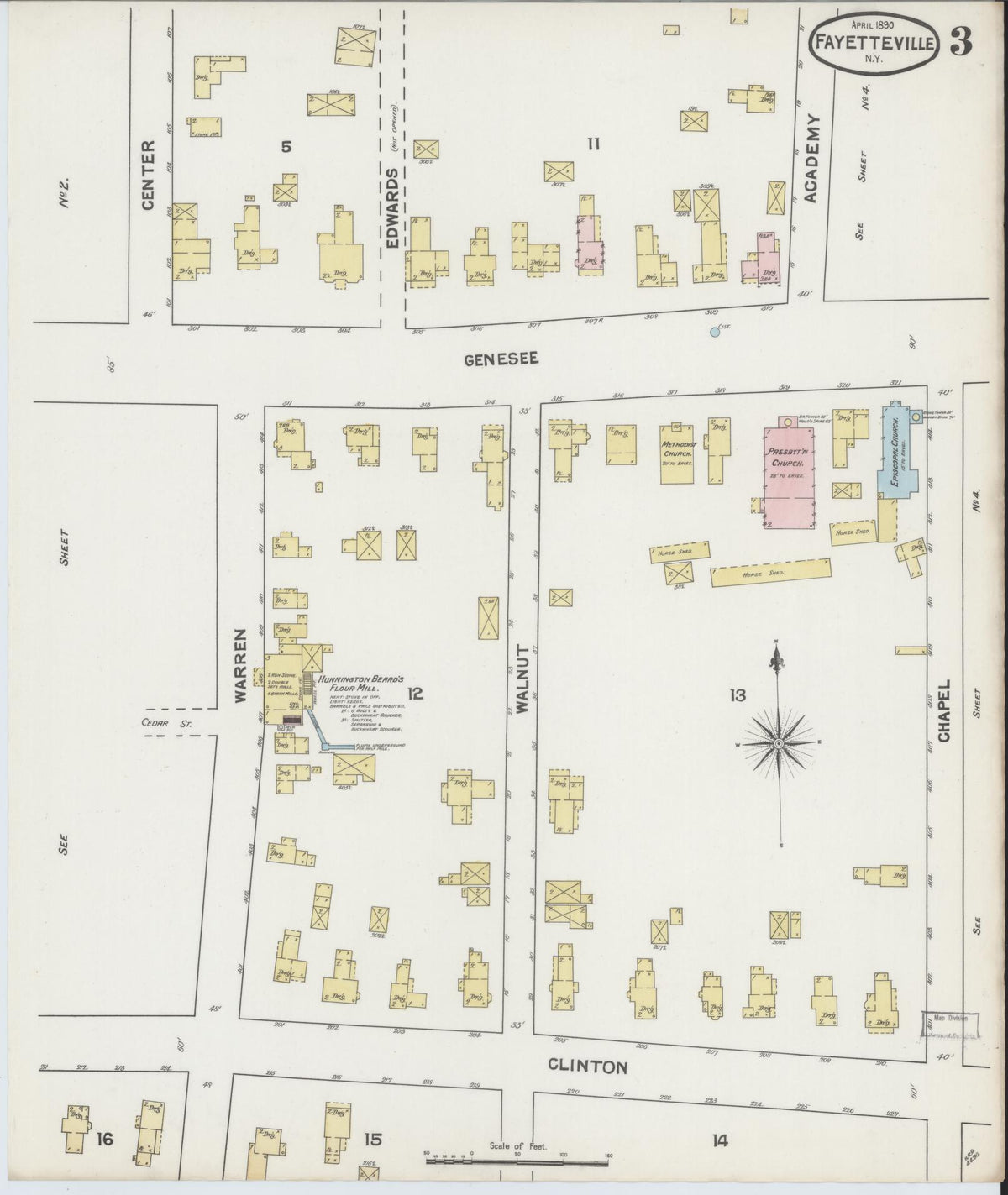 Sanborn Fire Insurance Map from Fayetteville, Onondaga County, New York (1890), Sheet #0003 - Complete Map Set gallery image, historic Sanborn map, vintage wall art, New York New York