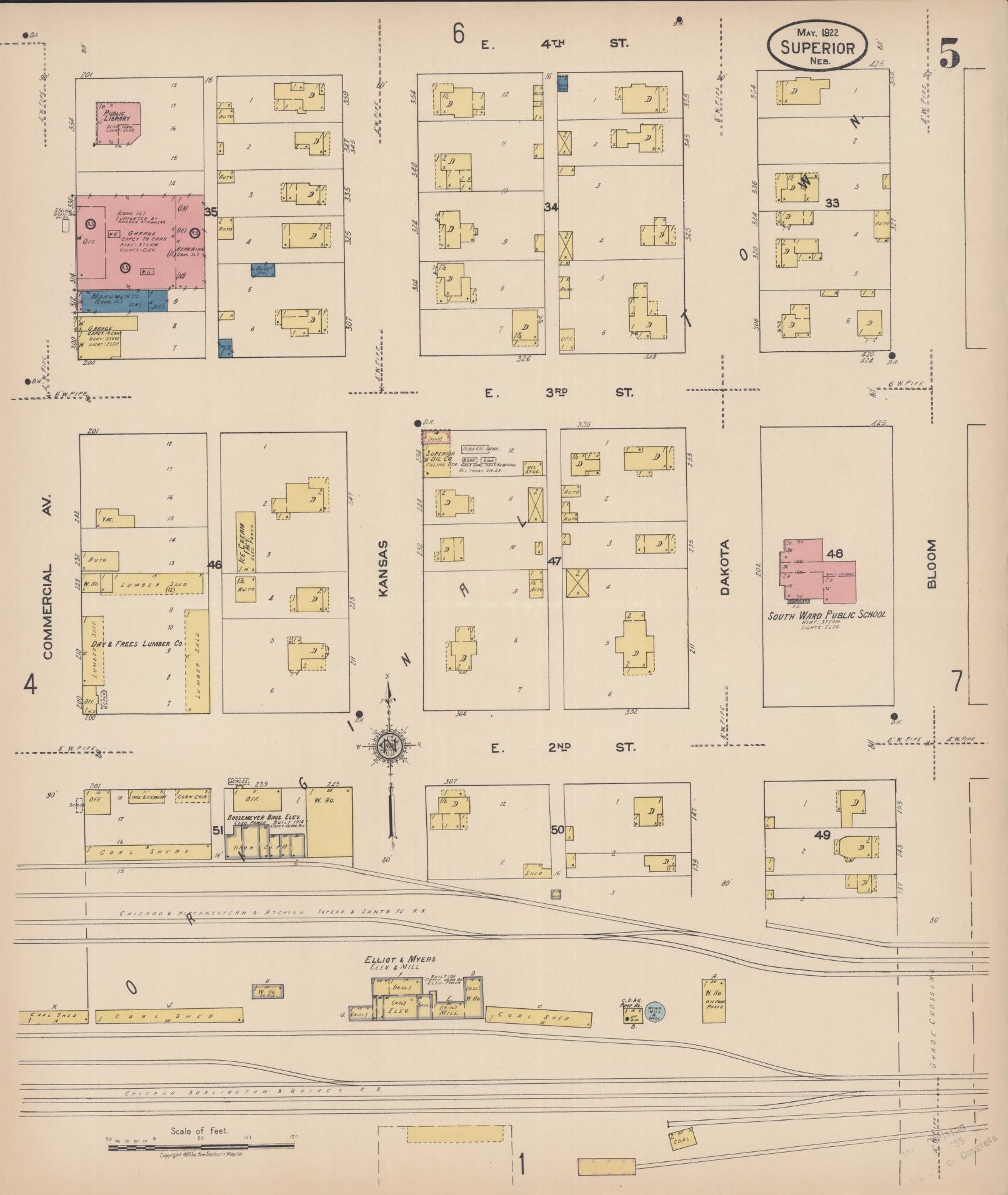 Sanborn Fire Insurance Map from Superior, Nuckolls County, Nebraska (1922), Sheet #0005 - Historic Sanborn Fire Insurance Map Print, vintage old map wall art, antique decor, genealogy gift, Nebraska Nebraska map