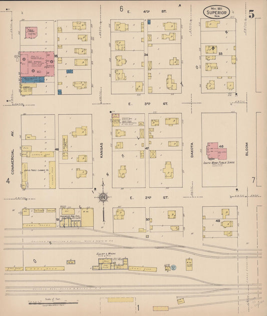 Sanborn Fire Insurance Map from Superior, Nuckolls County, Nebraska (1922), Sheet #0005 - Historic Sanborn Fire Insurance Map Print, vintage old map wall art, antique decor, genealogy gift, Nebraska Nebraska map