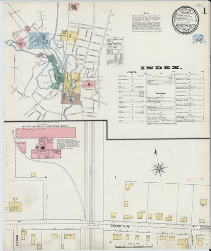 Sanborn Fire Insurance Map from Winchester, Middlesex County, Massachusetts (1894), Sheet #0001 - Historic Sanborn Fire Insurance Map Print, vintage old map wall art, antique decor, genealogy gift, Massachusetts Massachusetts map