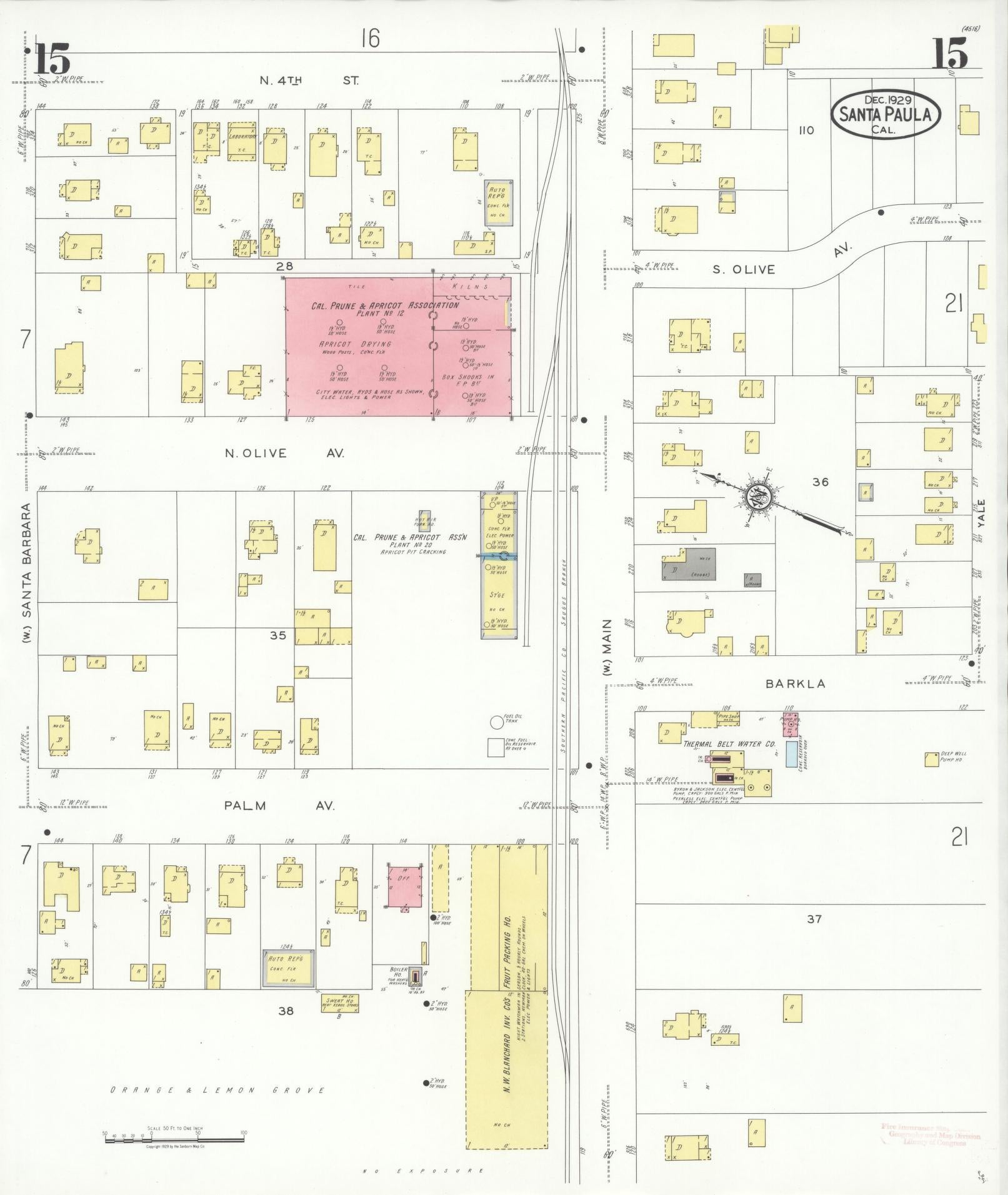 Sanborn Fire Insurance Map from Santa Paula, Ventura County, California (1929), Sheet #0015 - Complete Map Set gallery image, historic Sanborn map, vintage wall art, California California