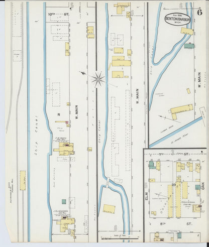 Sanborn Fire Insurance Map from Benton Harbor, Berrien County, Michigan (1892), Sheet #0006 - Complete Map Set gallery image, historic Sanborn map, vintage wall art, Michigan Michigan