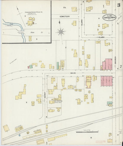Sanborn Fire Insurance Map from Canaseraga, Allegany County, New York (1897), Sheet #0003 - Historic Sanborn Fire Insurance Map Print, vintage old map wall art, antique decor, genealogy gift, New York New York map