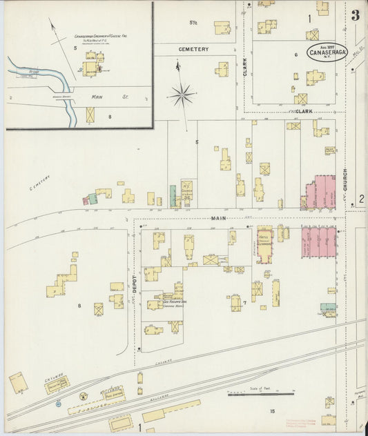 Sanborn Fire Insurance Map from Canaseraga, Allegany County, New York (1897), Sheet #0003 - Historic Sanborn Fire Insurance Map Print, vintage old map wall art, antique decor, genealogy gift, New York New York map