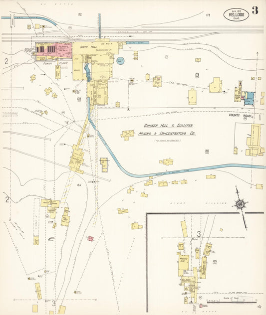 Sanborn Fire Insurance Map from Kellogg, Shoshone County, Idaho (1915), Sheet #0003 - Historic Sanborn Fire Insurance Map Print, vintage old map wall art, antique decor, genealogy gift, Idaho Idaho map