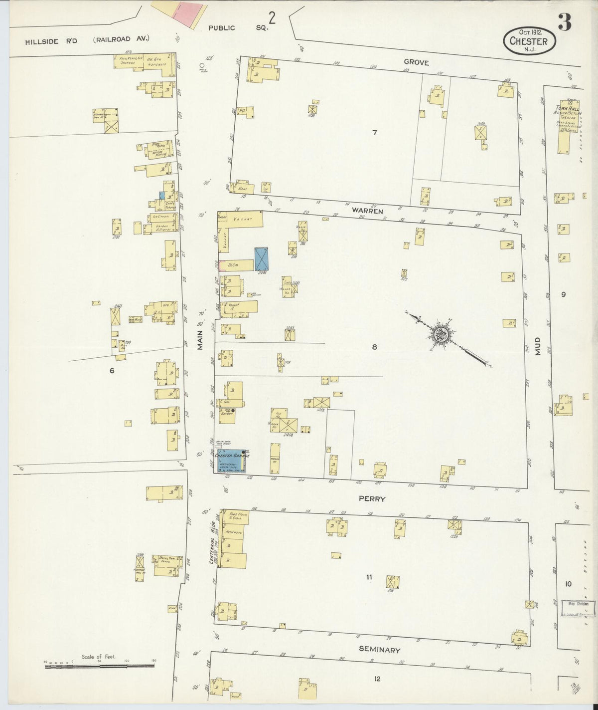 Sanborn Fire Insurance Map from Chester, Morris County, New Jersey (1912), Sheet #0003 - Complete Map Set gallery image, historic Sanborn map, vintage wall art, New Jersey New Jersey
