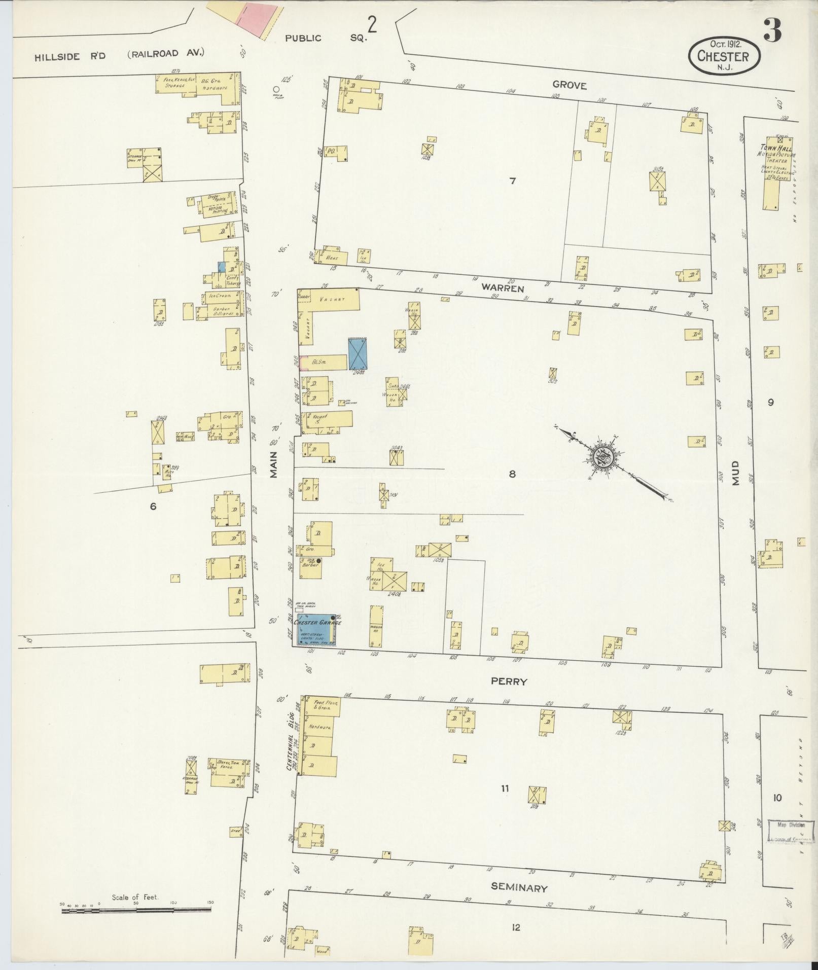 Sanborn Fire Insurance Map from Chester, Morris County, New Jersey (1912), Sheet #0003 - Complete Map Set gallery image, historic Sanborn map, vintage wall art, New Jersey New Jersey