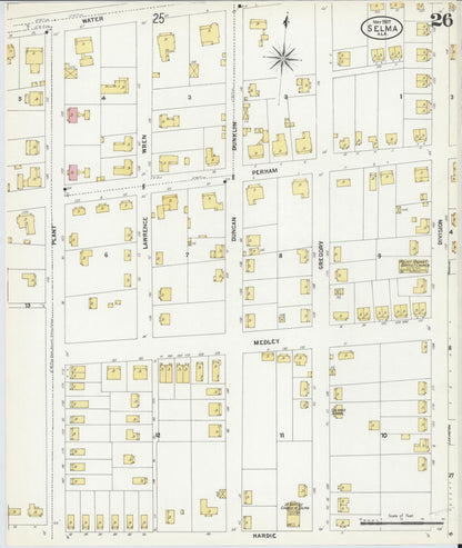 Sanborn Fire Insurance Map from Selma, Dallas County, Alabama (1907), Sheet #0026 - Complete Map Set gallery image, historic Sanborn map, vintage wall art, Alabama Alabama
